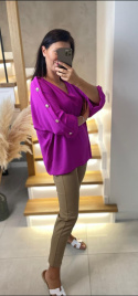 Bluzka fioletowa z rękawem zdobionym guzikami