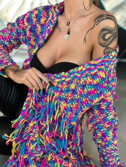 Sweter-kardigan multikolor "papuga"