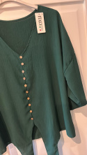 Bluzka wiazana w kolorze ceglanym i butelkowej zieleni