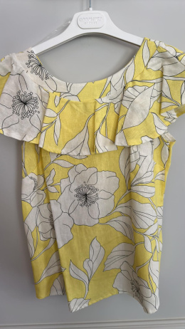 Bluzka żółta w kwiaty z kokardą