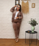 Dres welurowy cappuccino plus size 1167