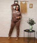 Dres welurowy cappuccino plus size 1167