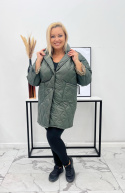 Kurtka jesienna khaki Pikowana Z podszewką w panterke plus Size 1169