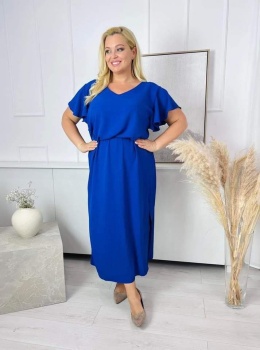 Sukienka Maxi chabrowa z rozcięciem XXL
