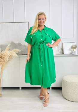 Sukienka szmizjerka zielona z guzikami XXL 1098