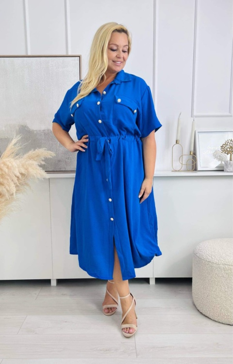 Sukienka szmizjerka chabrowa z guzikami XXL 1097