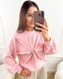 Bluza „Masełko" w kolorze różowym z kwiatem 1422