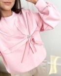 Bluza „Masełko" w kolorze różowym z kwiatem 1422