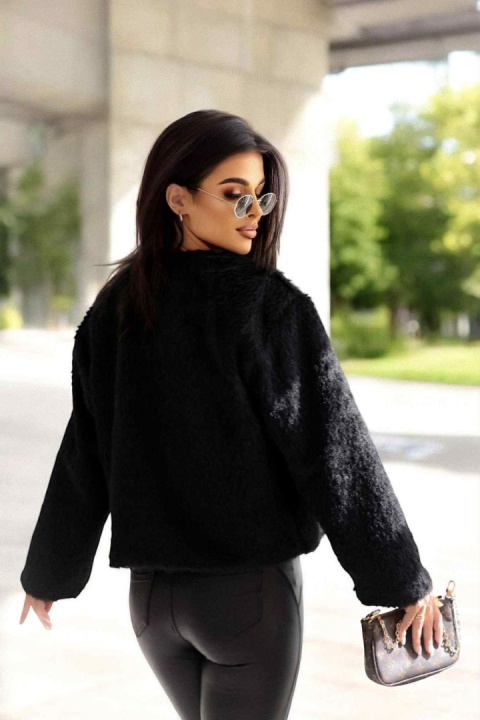 Kurtka czarna z miękkiego futerka 1558