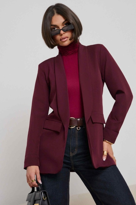 Marynarka bordo klasyczna bez zapięcia 1559