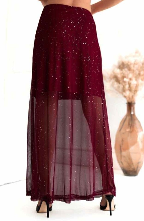 Spódnica maxi bordo z połyskiem 1551