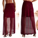 Spódnica maxi bordo z połyskiem 1551