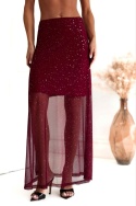 Spódnica maxi bordo z połyskiem 1551