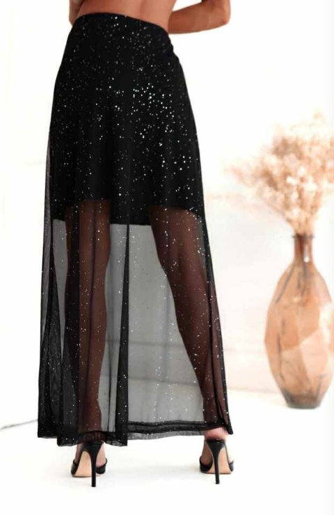 Spódnica maxi czarna z połyskiem 1552