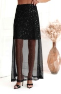 Spódnica maxi czarna z połyskiem 1552