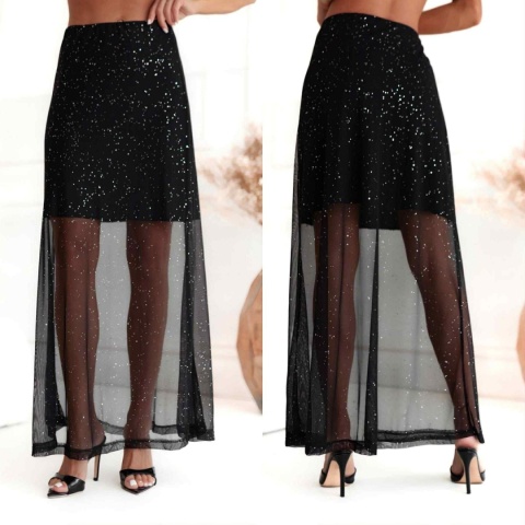 Spódnica maxi czarna z połyskiem 1552