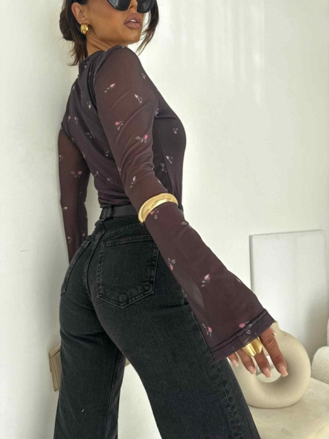 Bluzka z siateczki z delikatnym kwiatowym motywem 1581