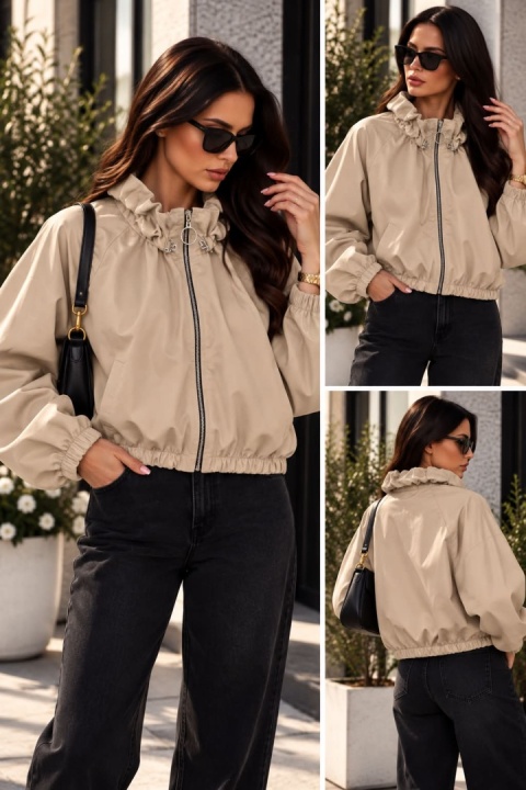 Kurtka damska przeciwdeszczowa – beżowa 1711