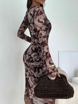 Sukienka midi z siateczkowego materiału w kwiaty1577