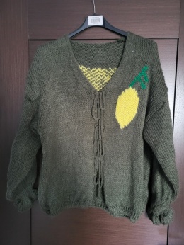 Sweter khaki „Limon Cello” – cytrynki 1601