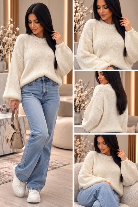 Sweter damski SOFT – śmietankowy 1753