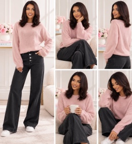 Sweter damski SOFT – pudrowy róż 1743