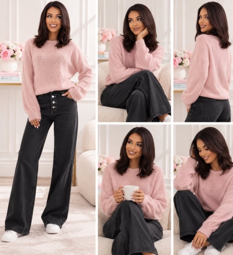 Sweter damski SOFT – pudrowy róż 1743