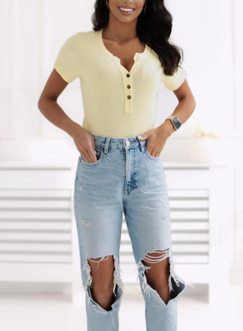 Bluzka prążkowana z guzikami – SUNNY 1614