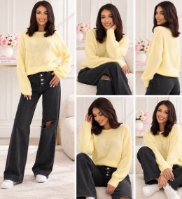 Sweter damski SOFT – pastelowy żółty 1742
