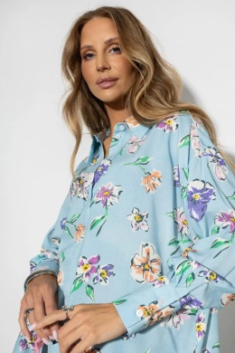 koszula Roomy – print kwiat niebieski-fiolet-pomarańcz 1611